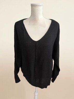ZENANA Black Oversized Knit Sweater Size Large